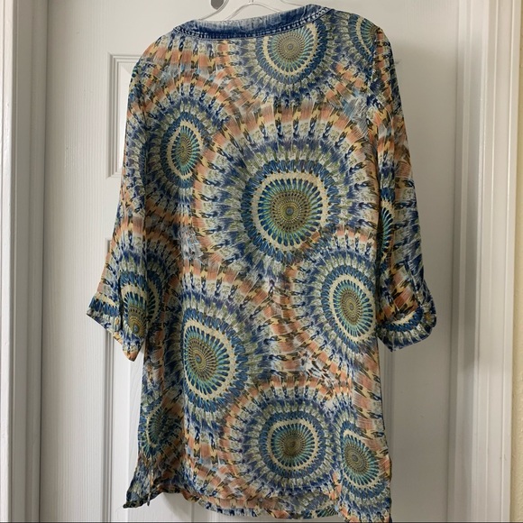 JAUNE ROUGE sheer denim top Medium - Picture 6 of 6